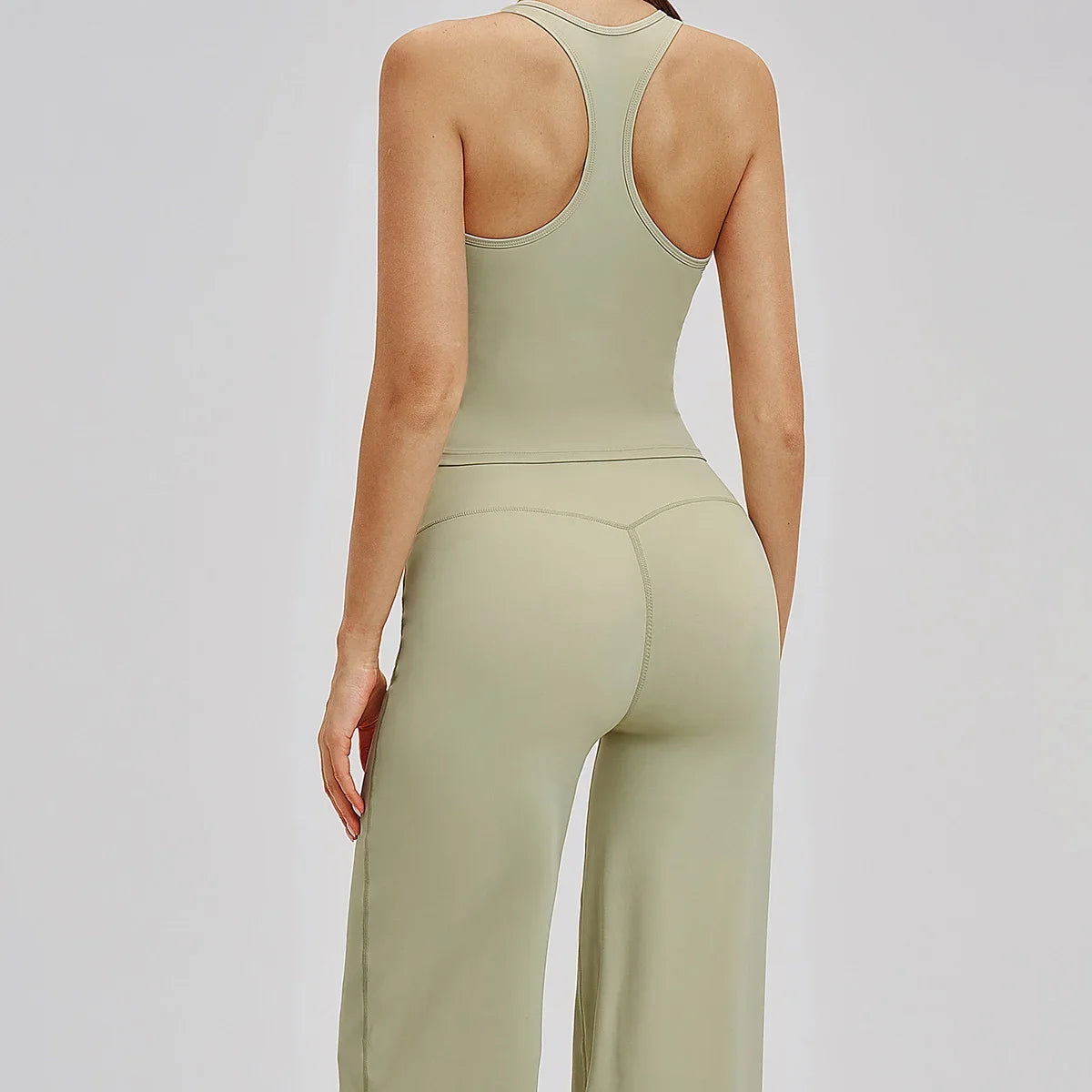 2 Piece Yoga Clothes Women Tracksuit Athletic Wear Pilates Fitness Suit Gym Workout Sets Push Up Sports Vest Wide Leg Pant Suit