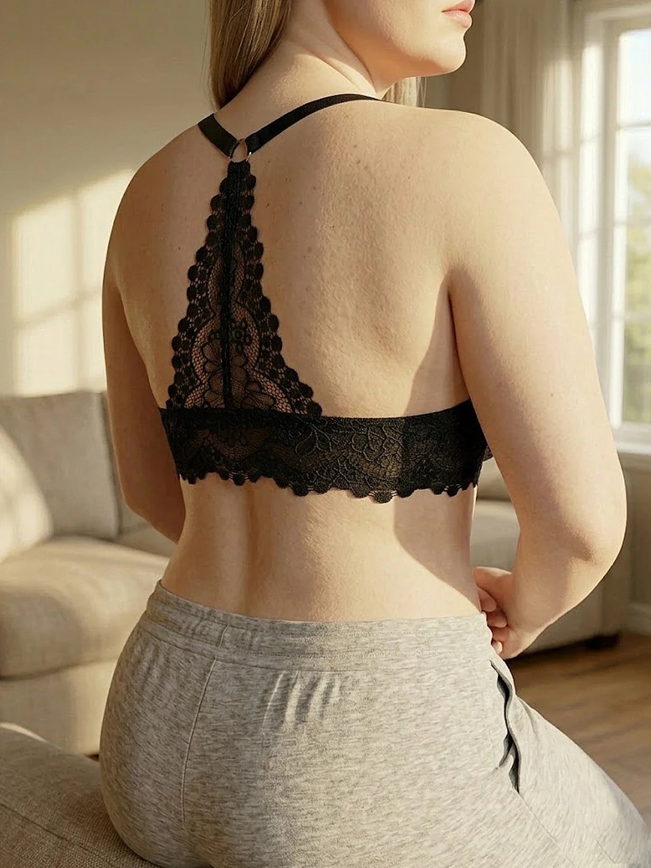 Plus Size Women's Floral Lace Push Up Bra Lace Backless Underwear with Underwire Side Support Minimizer Comfortable Lingerie