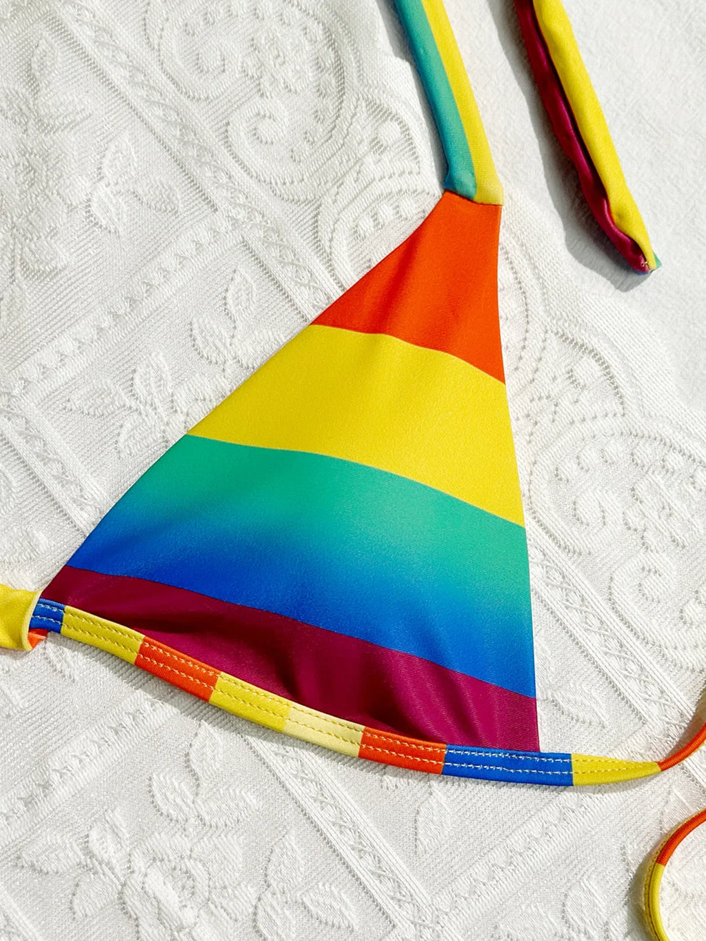 Women's Rainbow Color Bikini Set Sexy Beach Vacation Backless 2 Piece Swimsuit 2024 Summer Bathing Suit Bra Push Up Swimwear