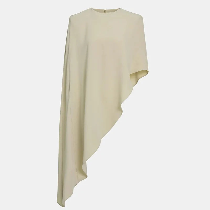 Trendix White Asymmetrical Cover Up For Women Fashion Ruffle Hem Loose Short Sleeve Shirts Casual Elegant Commuting Pullover Top