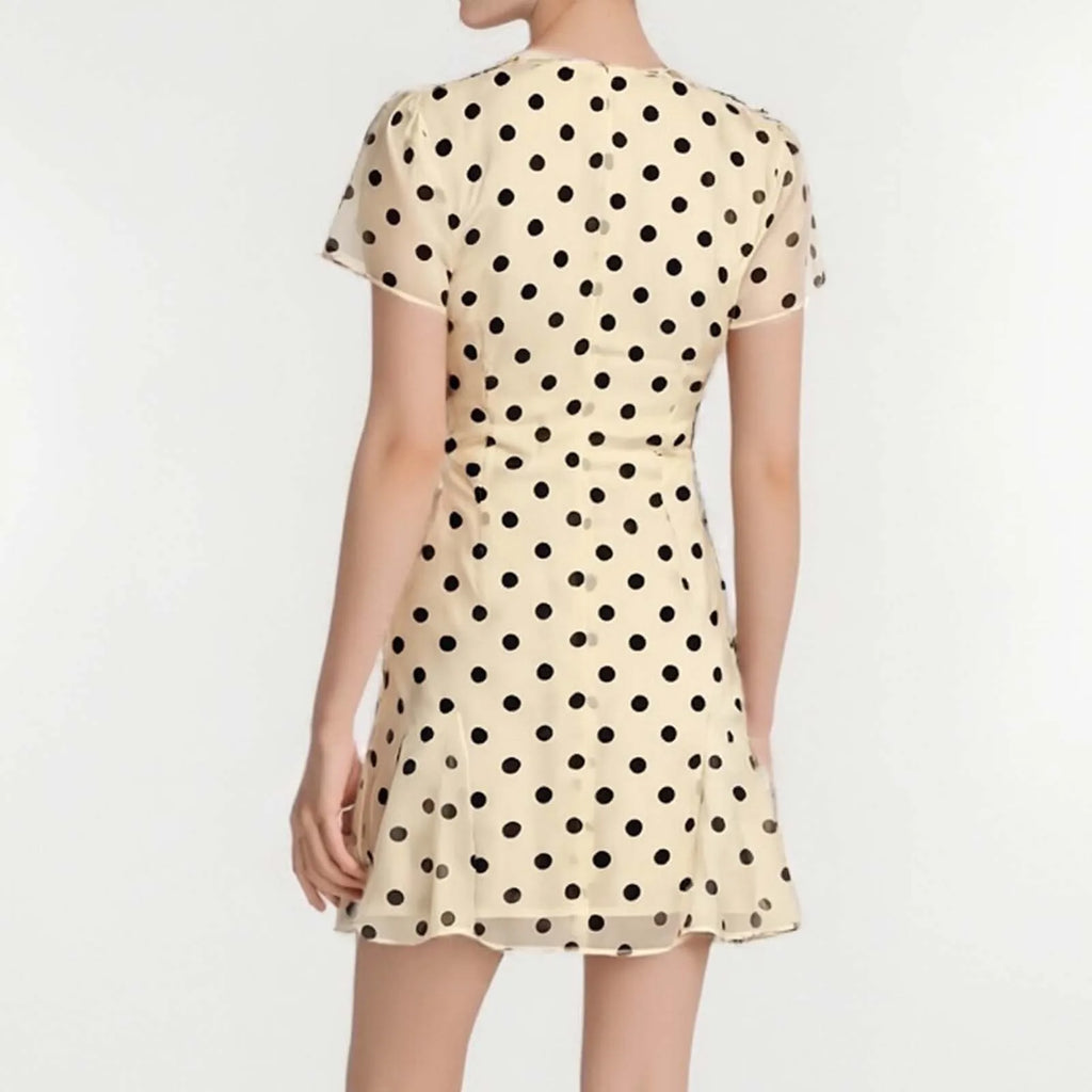 Female Party Dress Dresses Summer Dot Print Short Sleeve A-Line Dresses Streetwear Women Mini Dress V-Neck Elegant Clothes