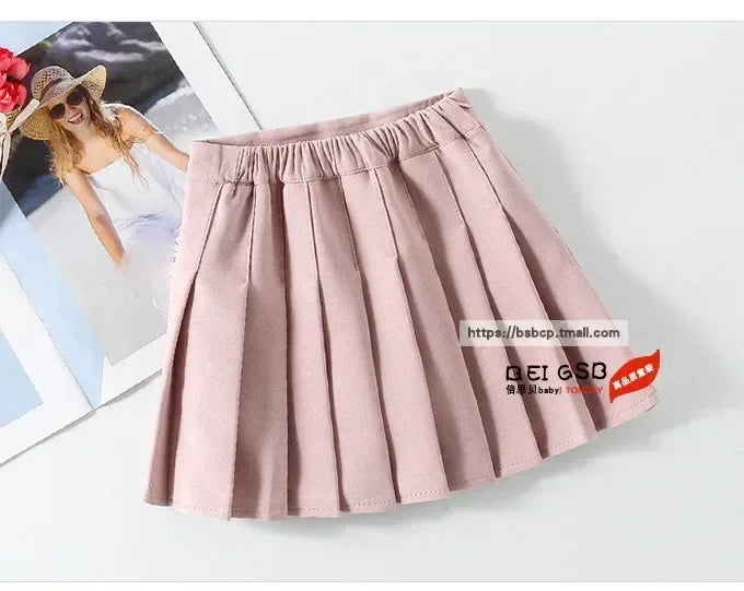 1pcs Spring Summer Girls Pleated Skirt Students Elastic A-line Skirt Kids College Style jk Skirts Childrens Fashion Short Skirts