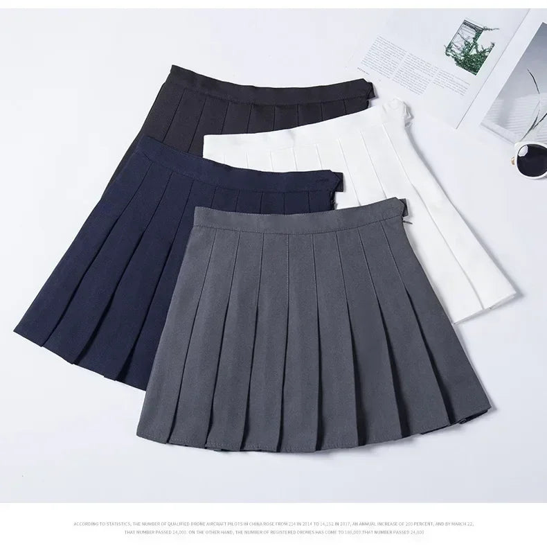 Women's Skirt Without Shorts Fashion Korean Style Ropa Black Harajuku Plaid Falda Short De Mujer Mini Pleated Skirts For Girls