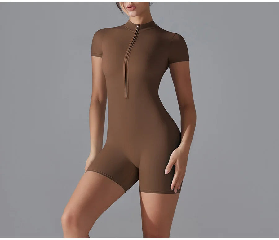 Yoga suit women jumpsuit One-Piece Suit short sleeved shorts Gym Push Up Workout Clothes Fitness Bodysuit Sportswear Tracksuit