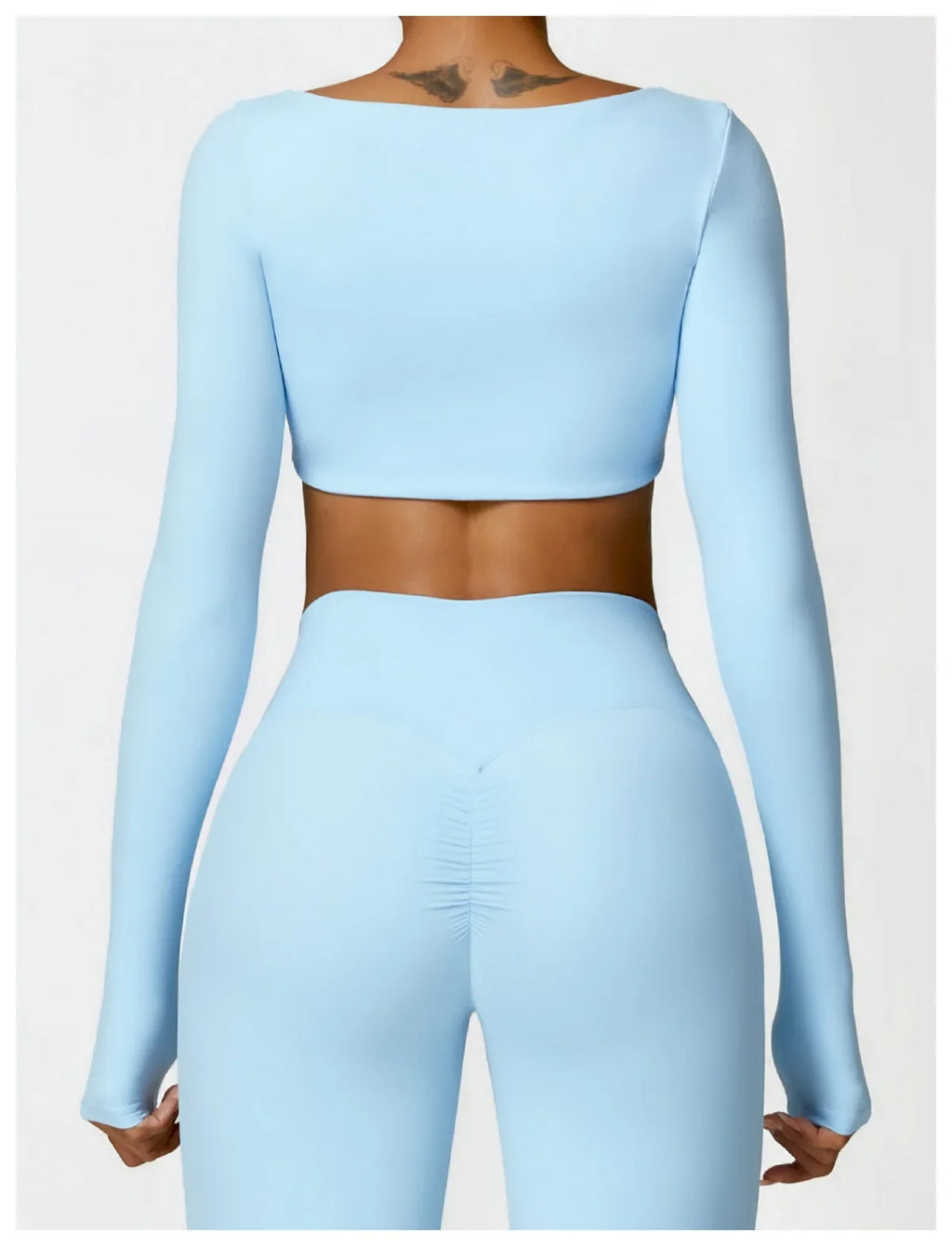 Hearuisavy Summer Casual Quick Dry Sportswear Women Square Neck Gym Top Women Fitness Sports Crop Top Long Sleeve Yoga Clothing