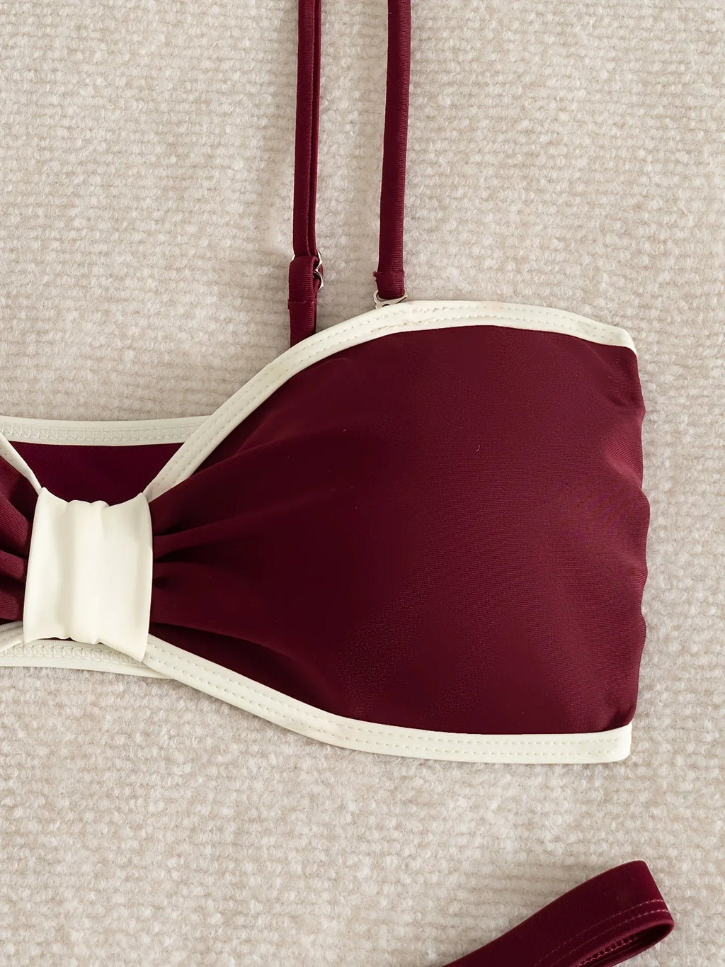 Sexy Wine Patchwork Bikini Set 2026 Women Front Tie Pleate Push Up Bra Thong Swimsuit Summer Bathing Suit Vacation Swimwear