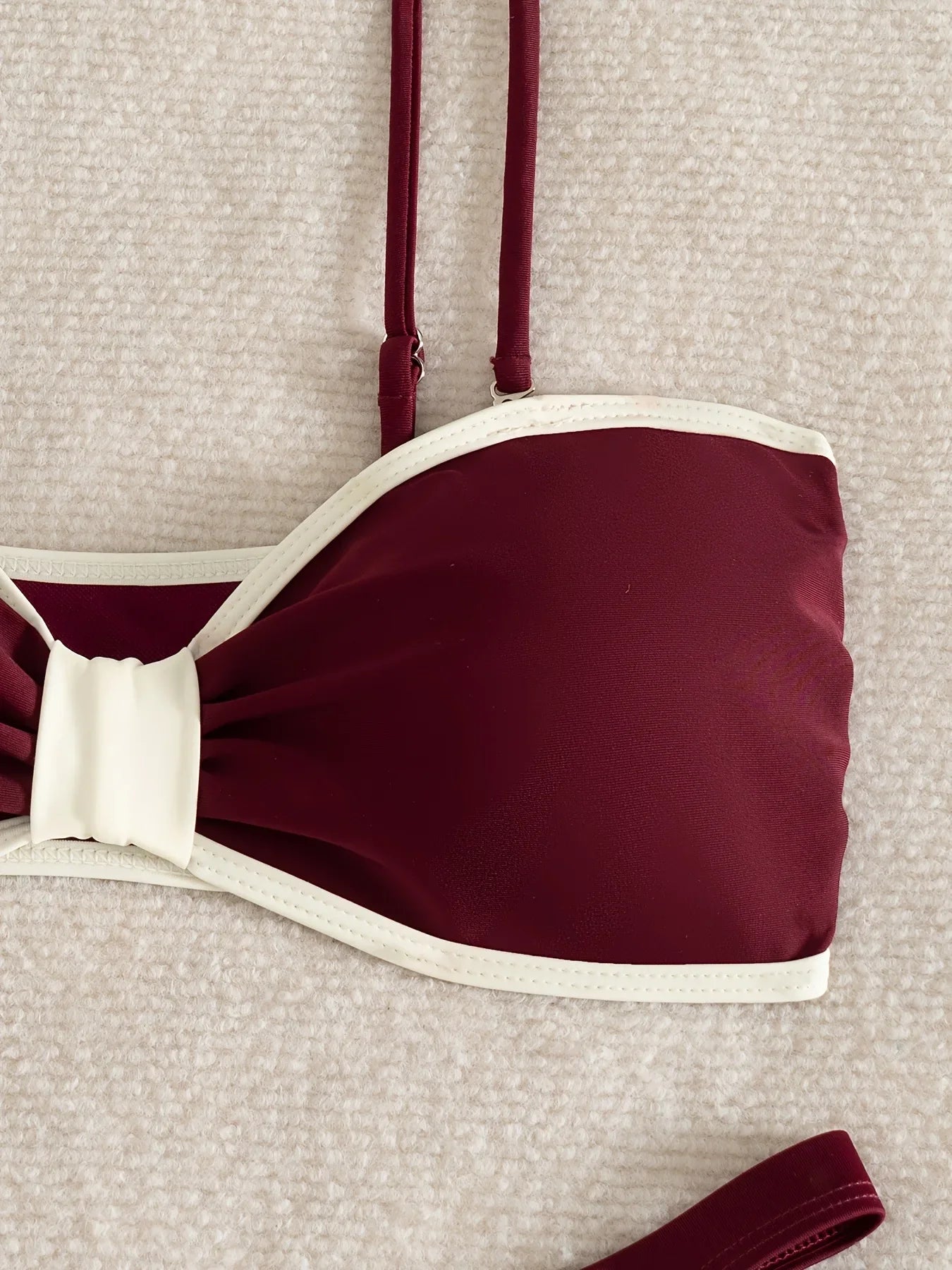 Sexy Wine Patchwork Bikini Set 2026 Women Front Tie Pleate Push Up Bra Thong Swimsuit Summer Bathing Suit Vacation Swimwear