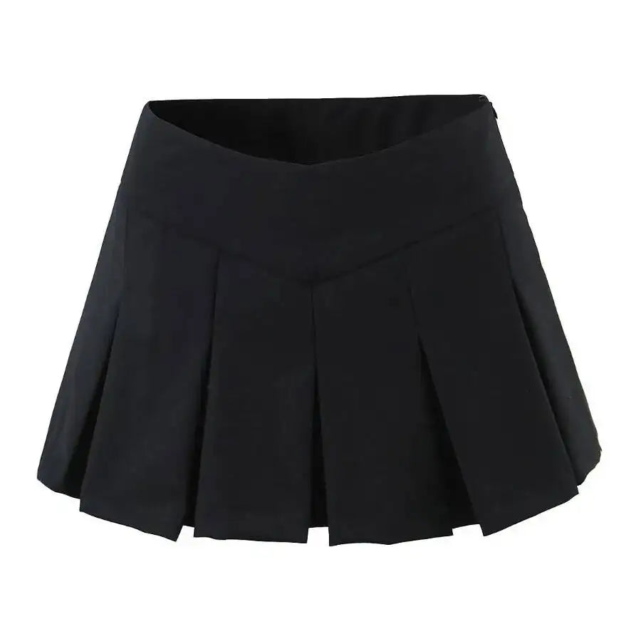 2026 Spring/summer New High Waisted Pleated Skirt Women's Spicy Girl Solid Color Slim A-line Wrap Hip Short Skirt A45S