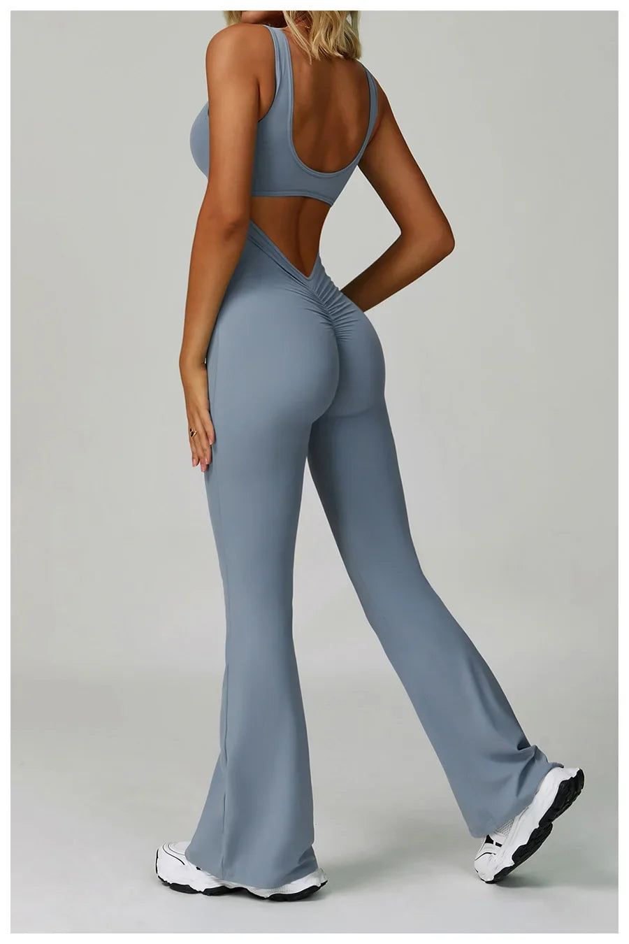 Women Sexy Back V Jumpsuit Gym Set Training Yoga Suit Sportswear Sports Jumpsuit Fitness Rompers Stretch Workout Bodysuits 8260