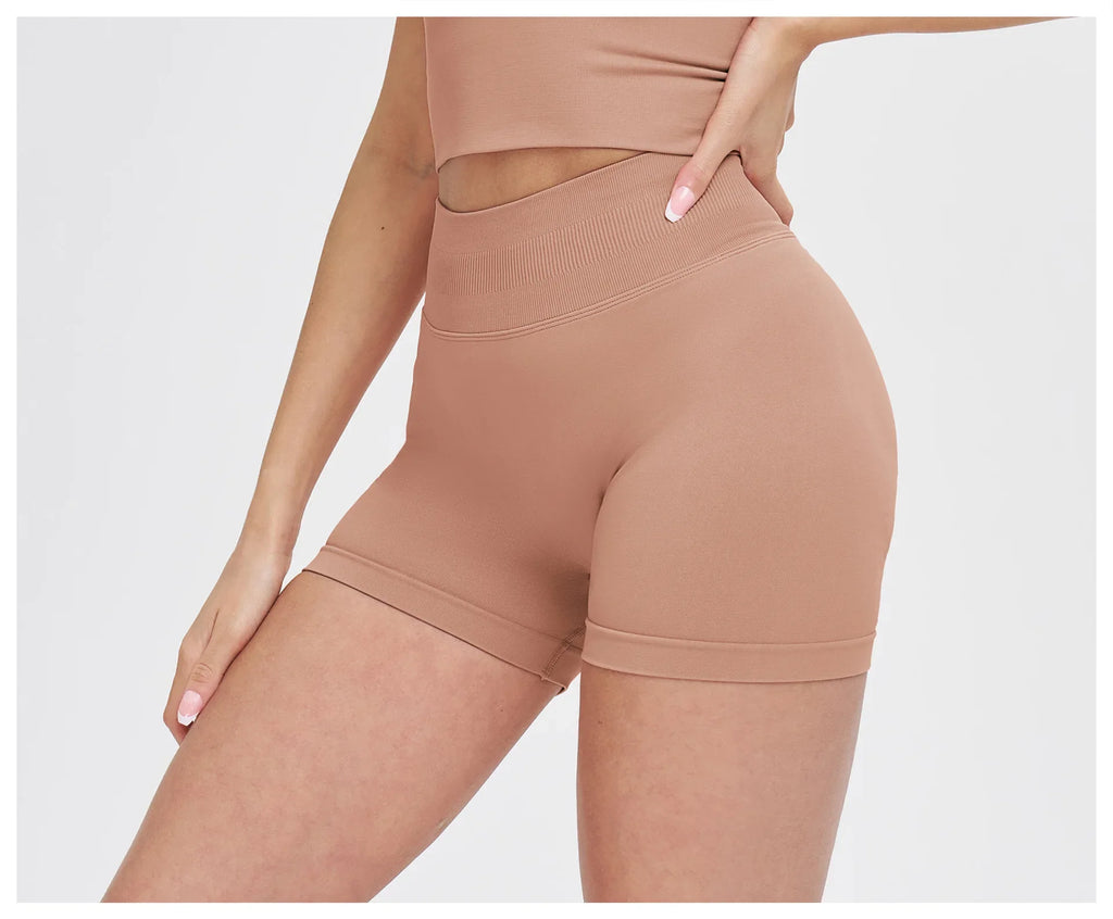 High Waist Shorts Seamless Yoga Shorts Workout Fitness Lift Peach Butt Fitness Tight Gym Running Body Shaper Pants Ribbed Shorts