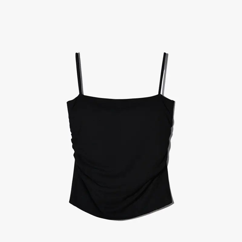 Summer Simple Women's Cotton Sling Camisole Crop Top Sleeveless Shirt Lady Bra Tank Tops Straps Skinny Girls Camisole Base Best