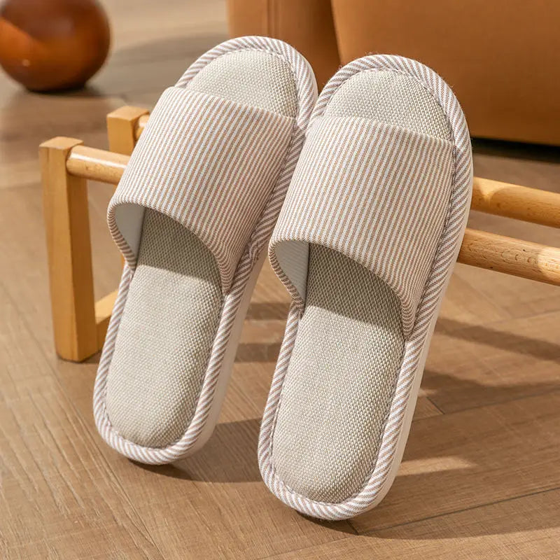 Four Season Linen Home Slippers Women Indoor Bedroom Women House Slides Autumn Unisex Lovers Shoes Adults Outdoor Casual Sandals