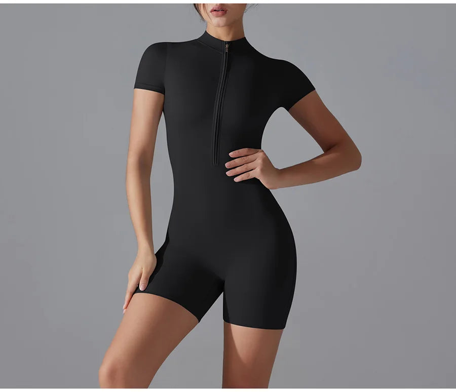 Yoga suit women jumpsuit One-Piece Suit short sleeved shorts Gym Push Up Workout Clothes Fitness Bodysuit Sportswear Tracksuit