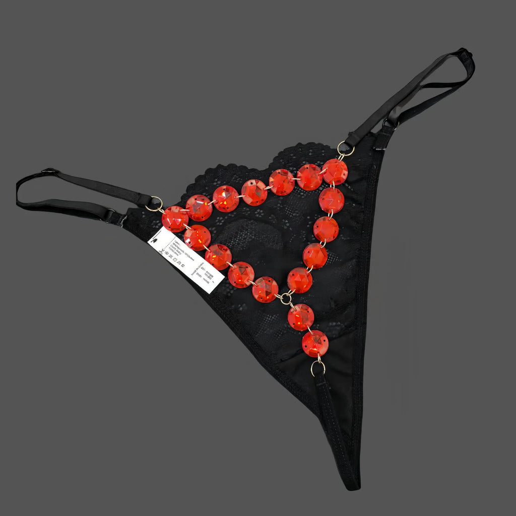 Rhinestones Metal Chain Sexy Women Panties Gem G String Girls Briefs Thong Lace Erotic Female Underwear Low Waist Intimates