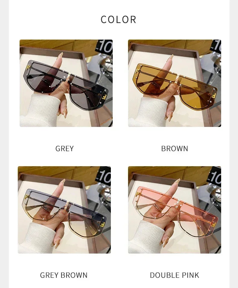 Sunglasses Integrated Frame High-end Frameless New Sunglasses Metal Polygonal Fashion Glasses 90288