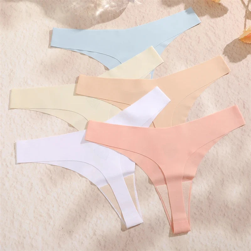 10PCS/Set Seamless Ice Silk Panties Women V-Waist Underwear Sexy Sports Briefs Panties Female Soft Ultra-thin Lingerie G-string