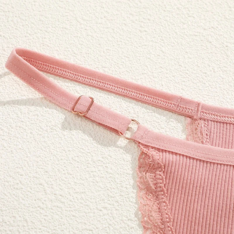 7Pcs Cotton Lace Panties Sexy G-String Women's Underwear Low Waist Comfortable Lingerie Briefs Adjustable Waist Thong Intimates