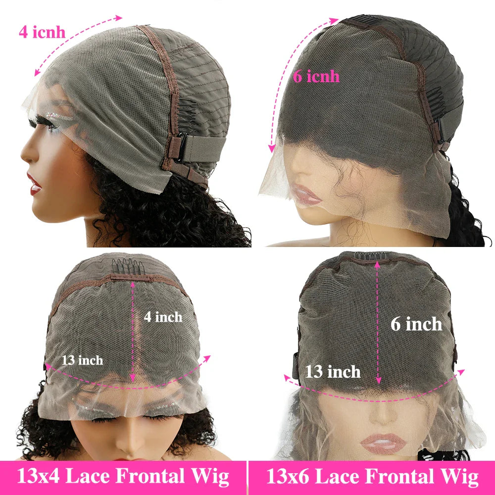 13x6 Lace Frontal Wig 200% Density Burmese Curly Wig Human Hair 13x4 HD Transparent Pre Plucked Burmese Virgin Human Hair Wigs