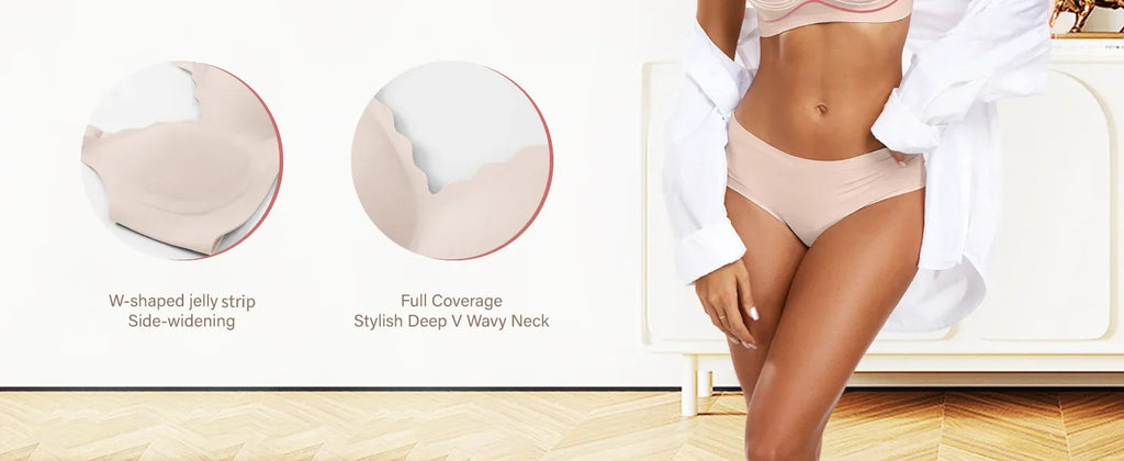 Women's Wavy Smooth Bra Wire-free and Seamless Bra Supports Side Breast Prevents Sagging Comfortable and Pushes Up