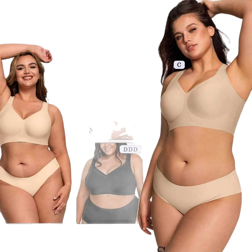 Womens Wireless Jelly Seamless and Wire-free Bra Supportive Full Cup Soft Support Comfortable and Breathable Bra Plus Up
