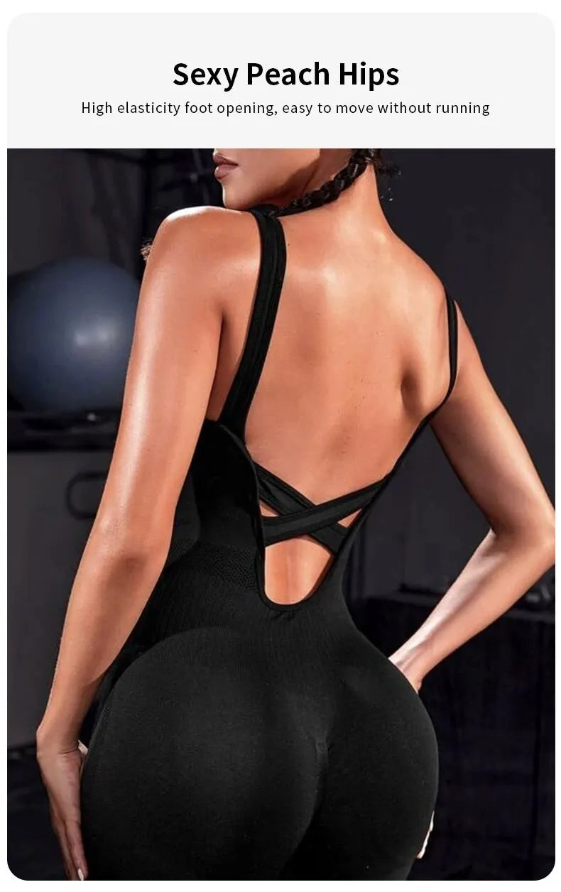 Solid Sleeveless Backless Low Neck High Waist Bodycon Jumpsuits For Women Casual Rompers Activity Jogger Suits Backless Bodysuit
