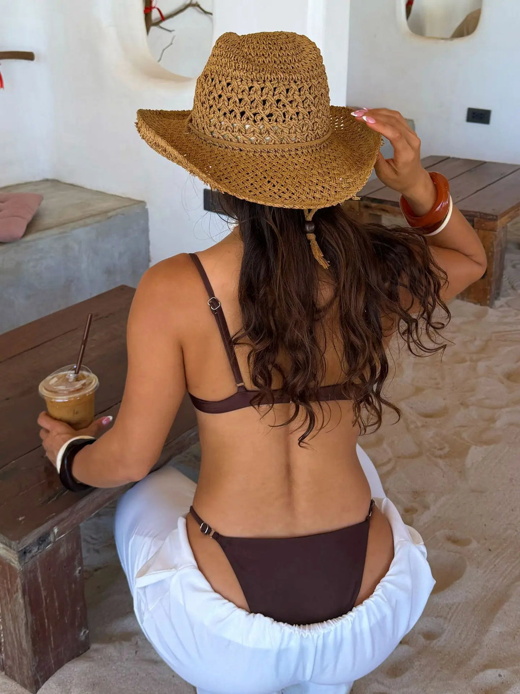 Sexy Coffee Bikini Set 2026 Women Beaded String Strap Underwire Push Up Bra Thong Swimsuit Brazilian Beach Bathing Suit Swimwear