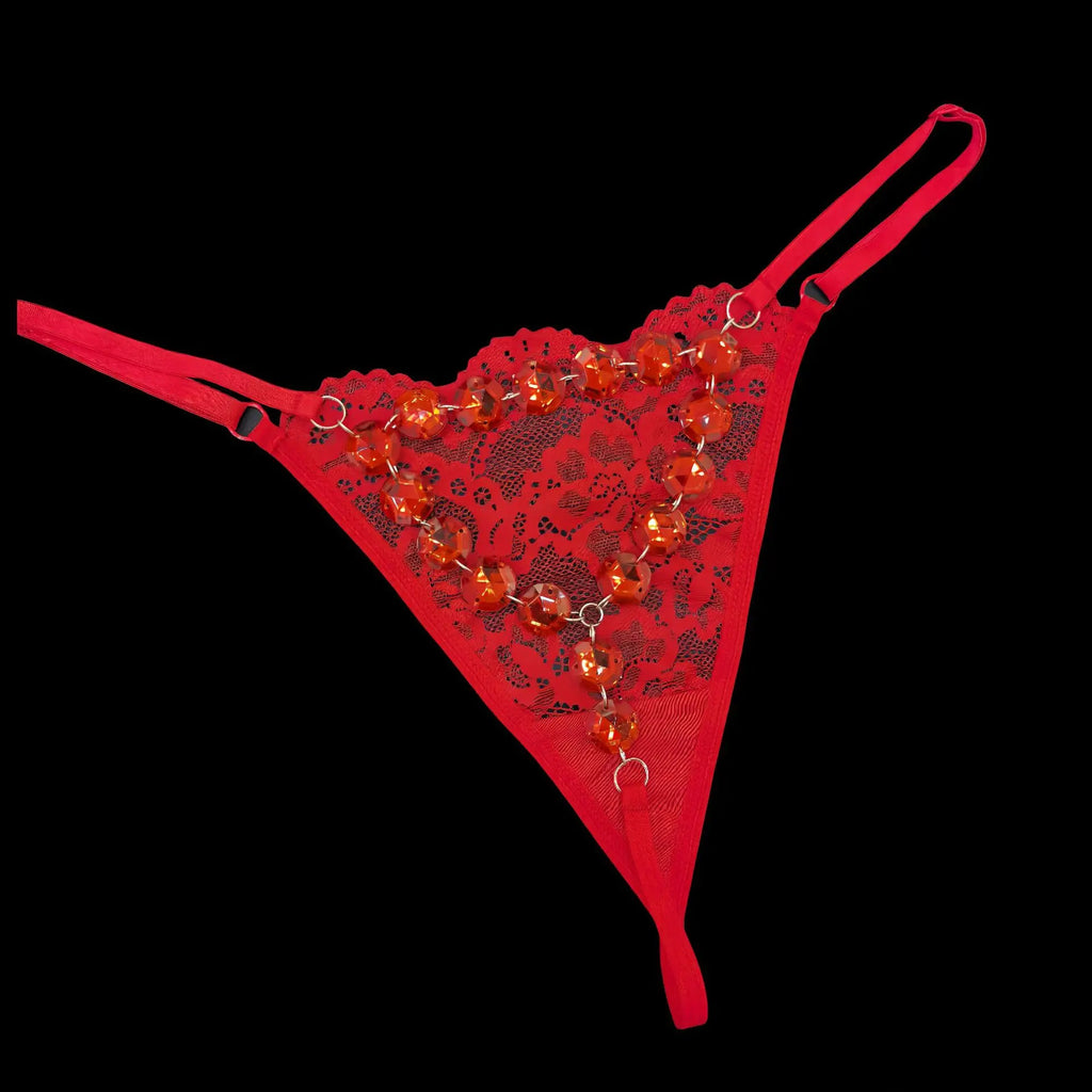 Rhinestones Metal Chain Sexy Women Panties Gem G String Girls Briefs Thong Lace Erotic Female Underwear Low Waist Intimates