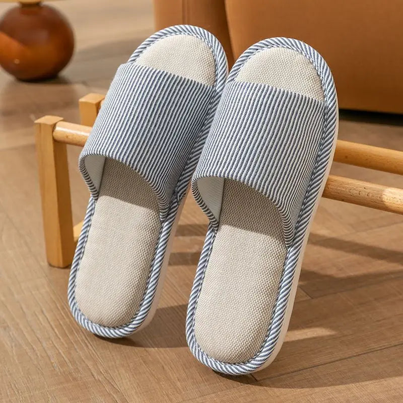Four Season Linen Home Slippers Women Indoor Bedroom Women House Slides Autumn Unisex Lovers Shoes Adults Outdoor Casual Sandals