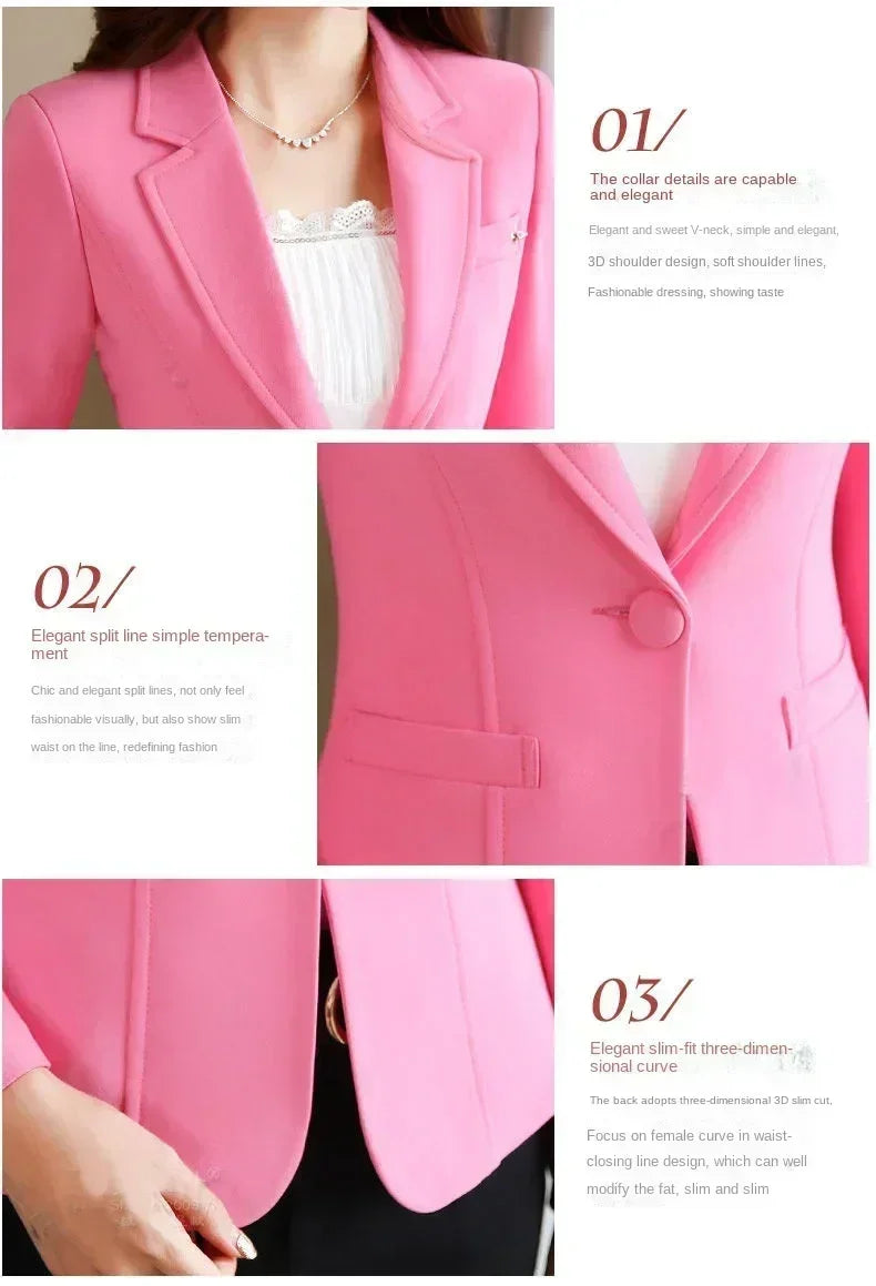 Korean Women's Fit and Tailored Blazer Jacket for Spring and Autumn Office Lady OL Casual Business Suit for Women Trendy Style