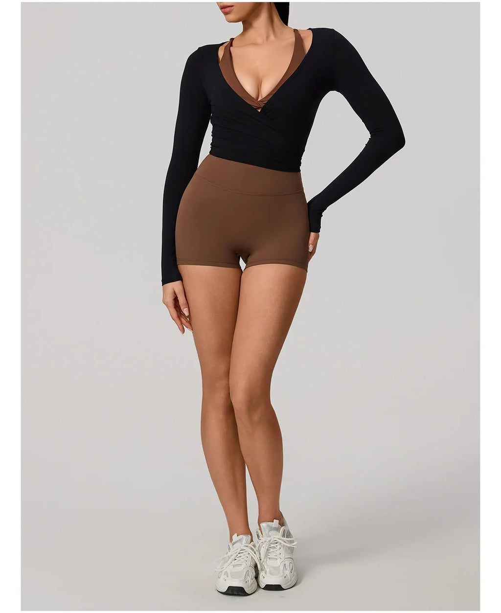 Hearuisavy Summer Women's Yoga Shirt Long Sleeve Sportswear Gym Breathable Quick Dry Sports Top Pilates Dance Ballet Wrap Tops