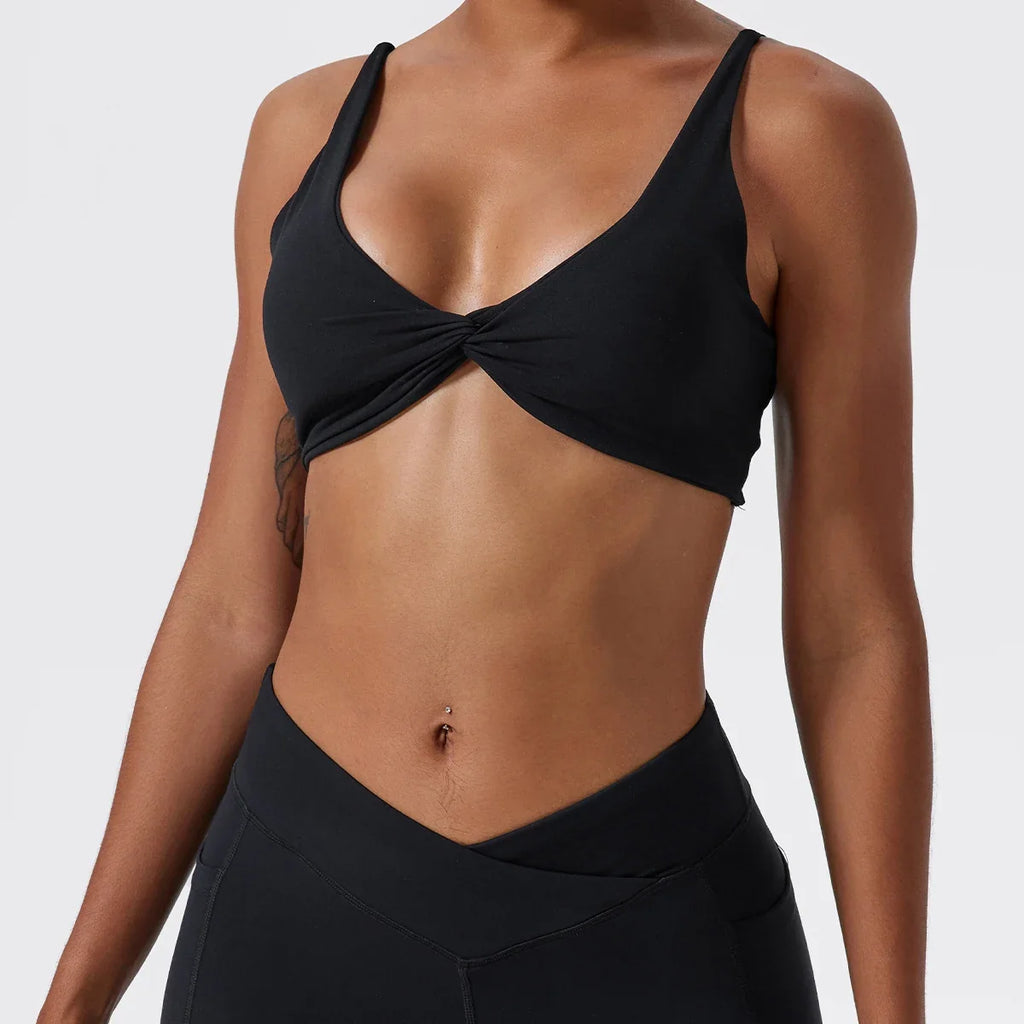 Hearuisavy Summer Sports Bra Shockproof Push Up Gym Top Women Quick-Dry Yoga Clothes Pleated Design Brassiere Workout Crop Top