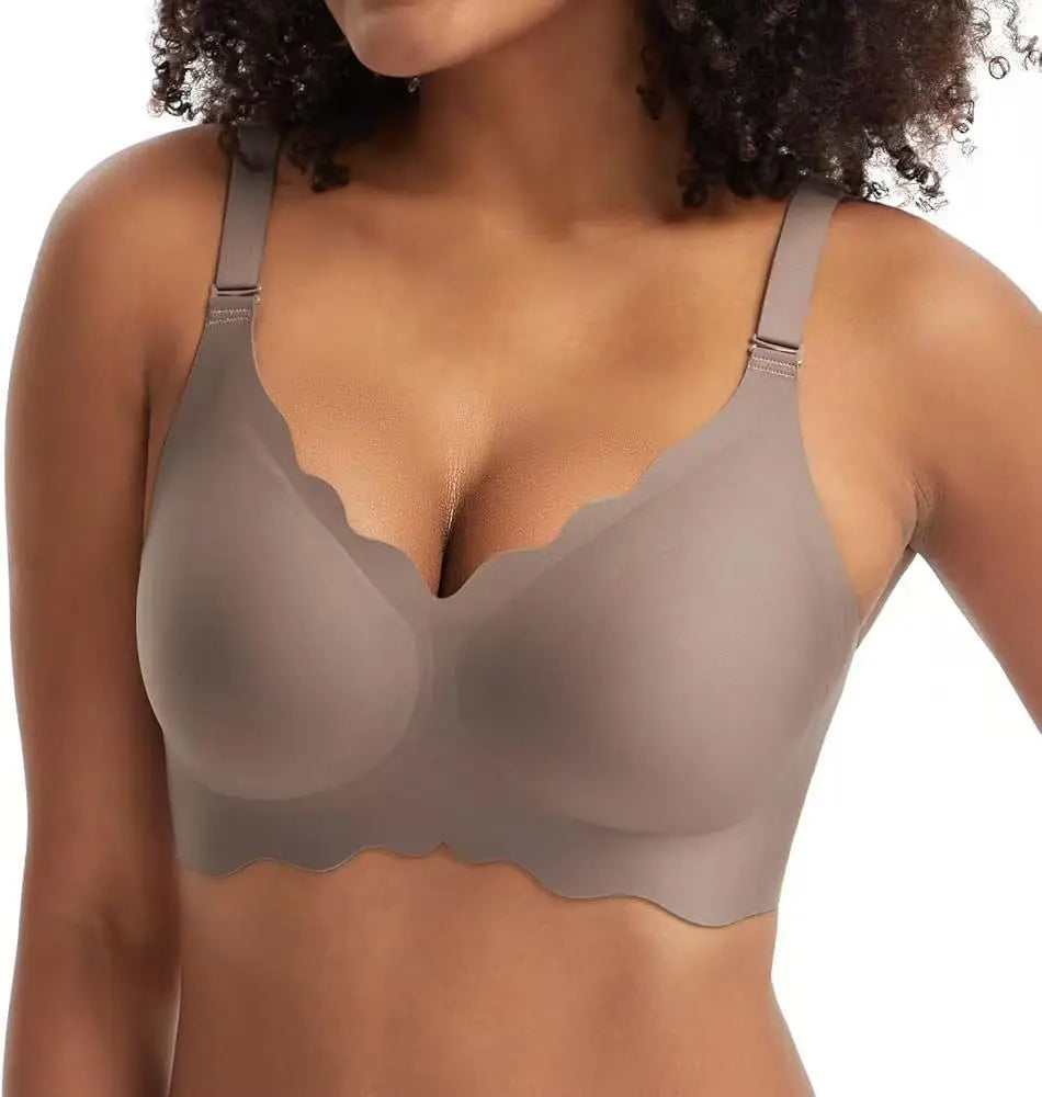 Plus-size Jelly-like Wire-free Bra Thin Molded Cups with A Wire-free Design Comfortable and Breathable Underwear Push Up