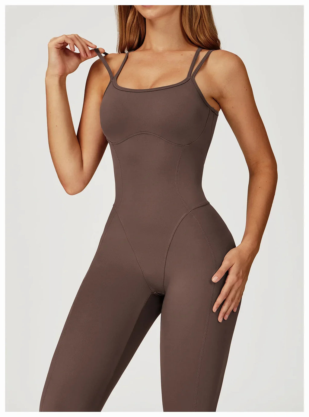 Hearuisavy Female Jumpsuit Long Elegant Sports Bodysuit Woman Gym Clothes Strappy Fitness Overalls Push Up Pilates Yoga Leotard