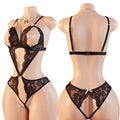 Teddy Transparent Lace Lingerie Deep V Open Bra Lingerie Women Erotic Exposed Breast Hot Dress Babydoll Open Croth Bodysuit Set
