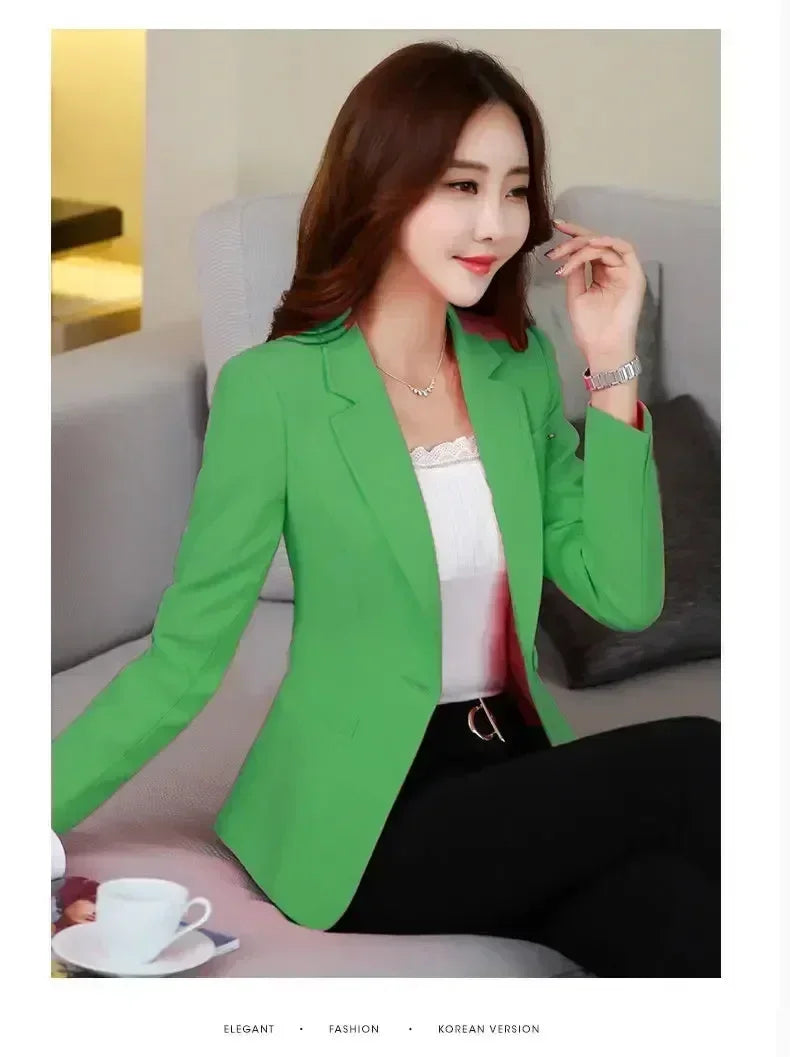 Korean Women's Fit and Tailored Blazer Jacket for Spring and Autumn Office Lady OL Casual Business Suit for Women Trendy Style