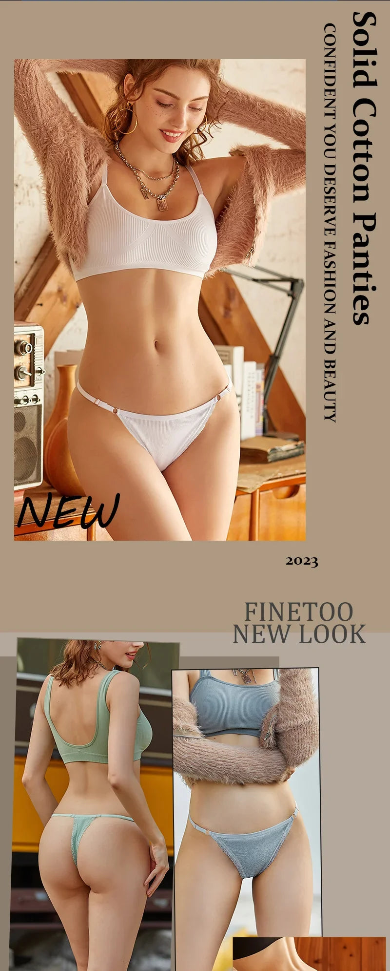3Pcs G-String Cotton Sexy Women Thongs Adjustable Belt Seamless Panties Breathable Low Waist Lingerie Female Soft Solid Color