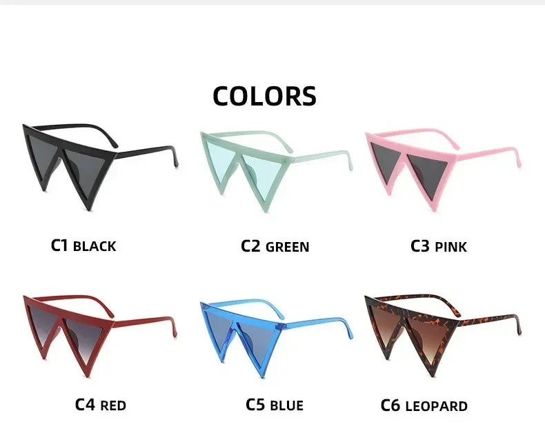 Oversized Triangle Punk Shiled Sunglasses Women Big Frame 2025 Luxury Brand Windproof Eyewear For Ladies UV400 Goggle Shades