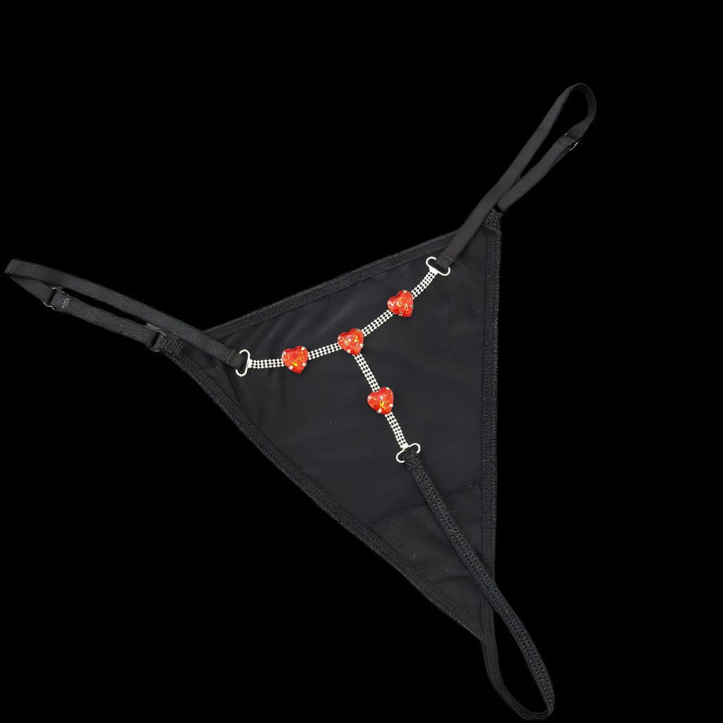 Rhinestones Metal Chain Sexy Women Panties Gem G String Girls Briefs Thong Lace Erotic Female Underwear Low Waist Intimates