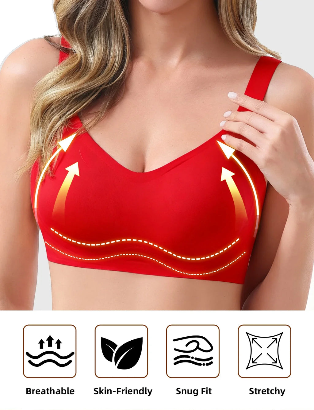 1pc Color Women's Seamless Wireless Sports Bras - Soft Stretchy Push-Up Design Everyday Basic Bras, Removable Padding Lingerie