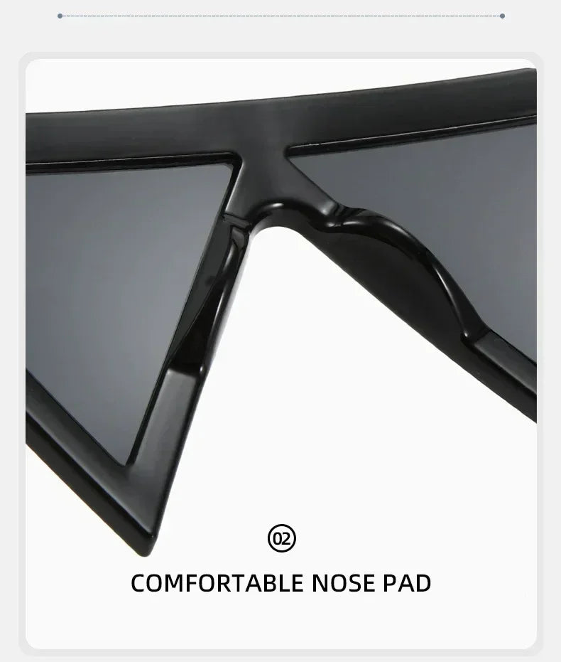 Oversized Triangle Punk Shiled Sunglasses Women Big Frame 2025 Luxury Brand Windproof Eyewear For Ladies UV400 Goggle Shades