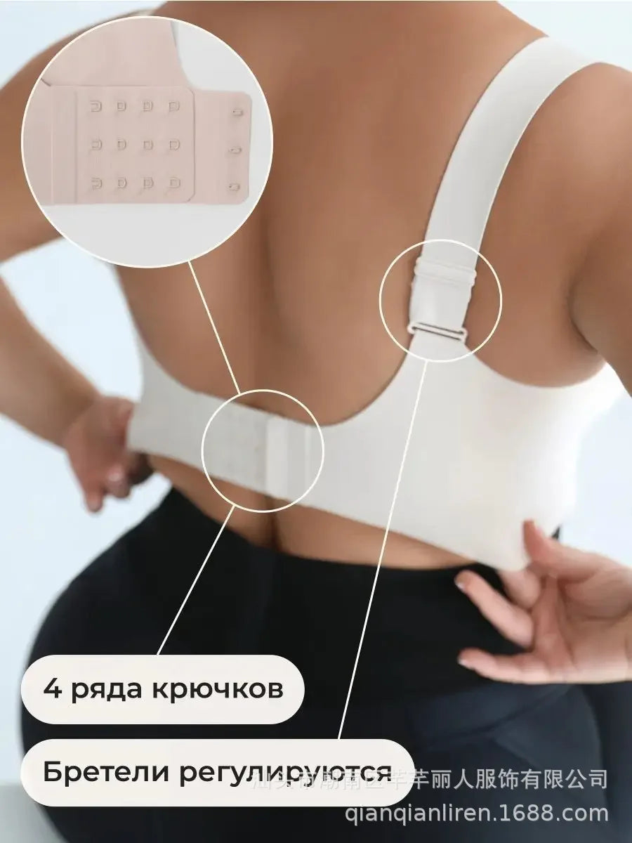 Women's Seamless Jelly Bra Plus Size Anti-Exposure Large Cup Large Breast Anti-Sagging and Side Breast Support Bra for Women