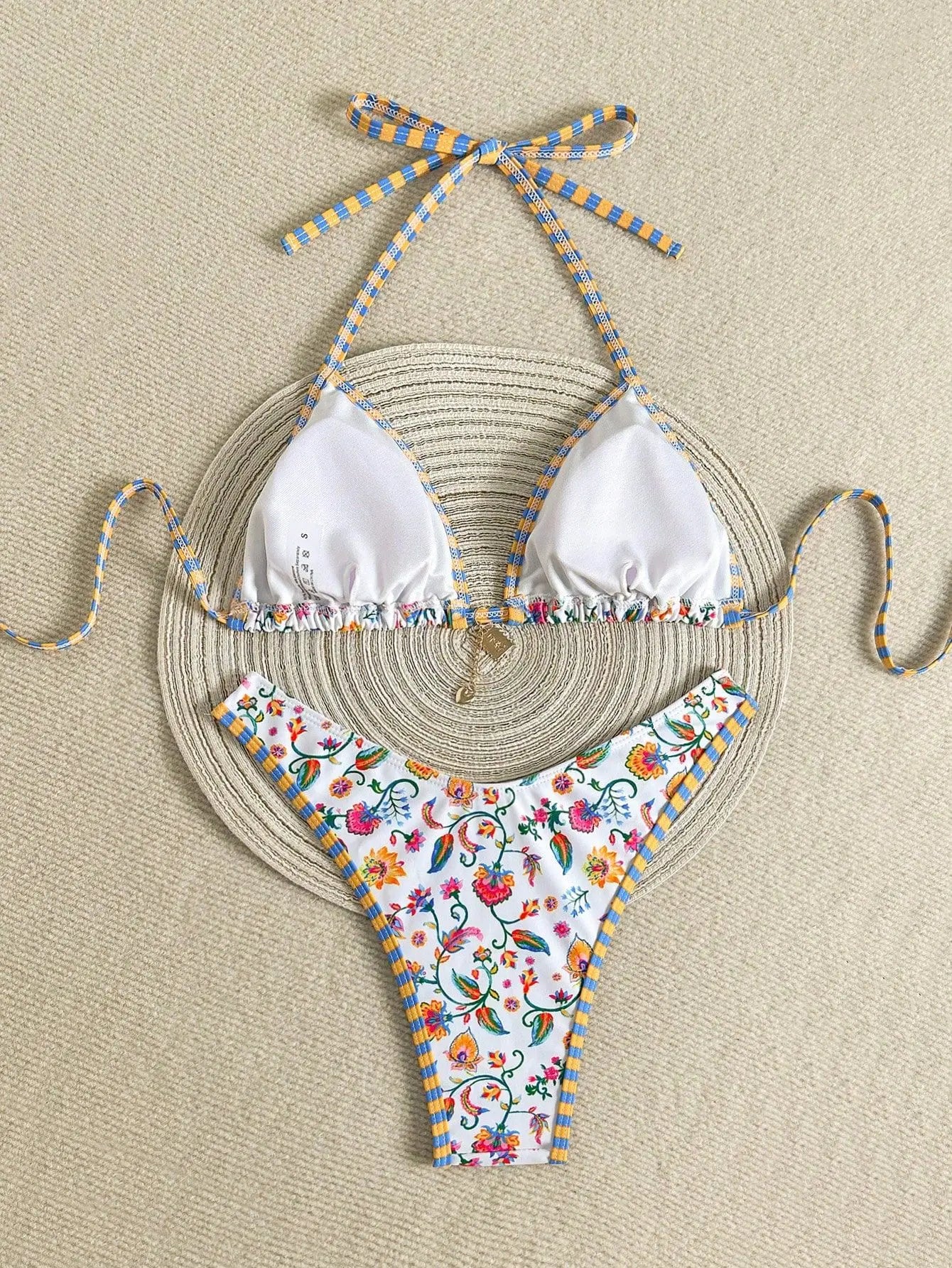 Sexy White Floral Print Micro Bikini 2026 Women Brazilian Push Up Bra Thong Swimsuit Beach Bathing Suit Holiday Swimwear Biquini