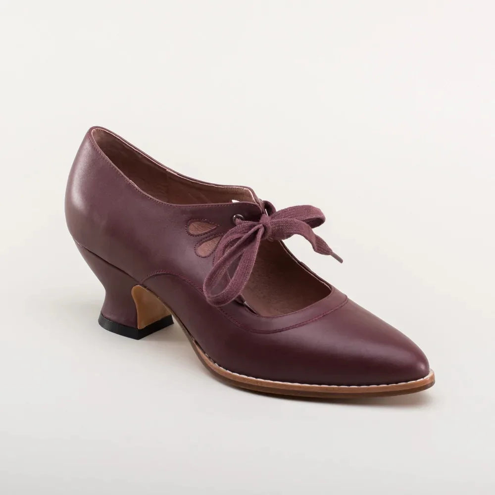 Retro Mary Jane Pumps Woman Vintage Lace Up Low Heel Dress Zapatos Ladies Brand Design Butterfly Wing Derby Shoes Plus Size