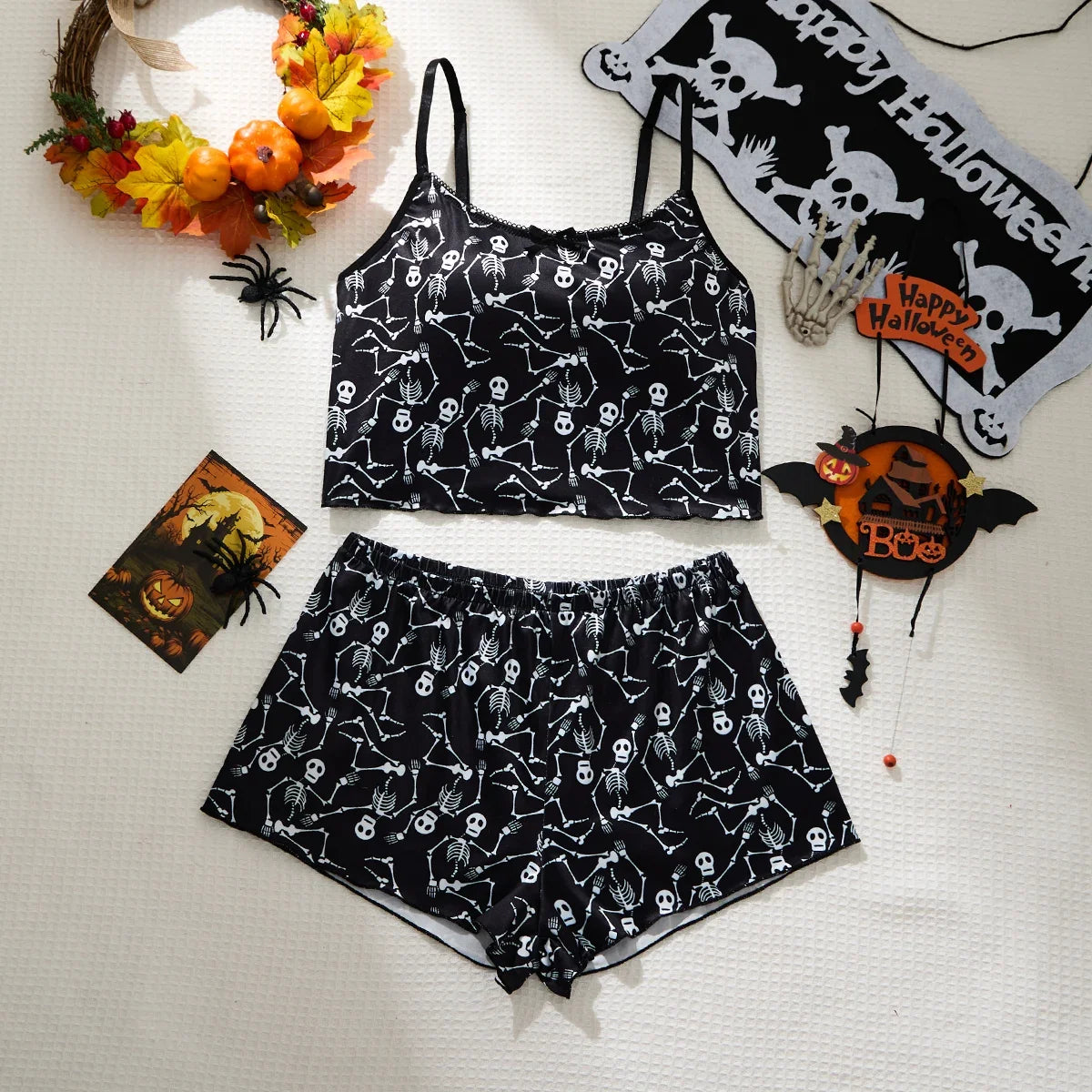 Ladies Sleepwear Set Strap Top And Short Pants Home Clothes Comfortable Soft Material Women's Nightgown Outfit