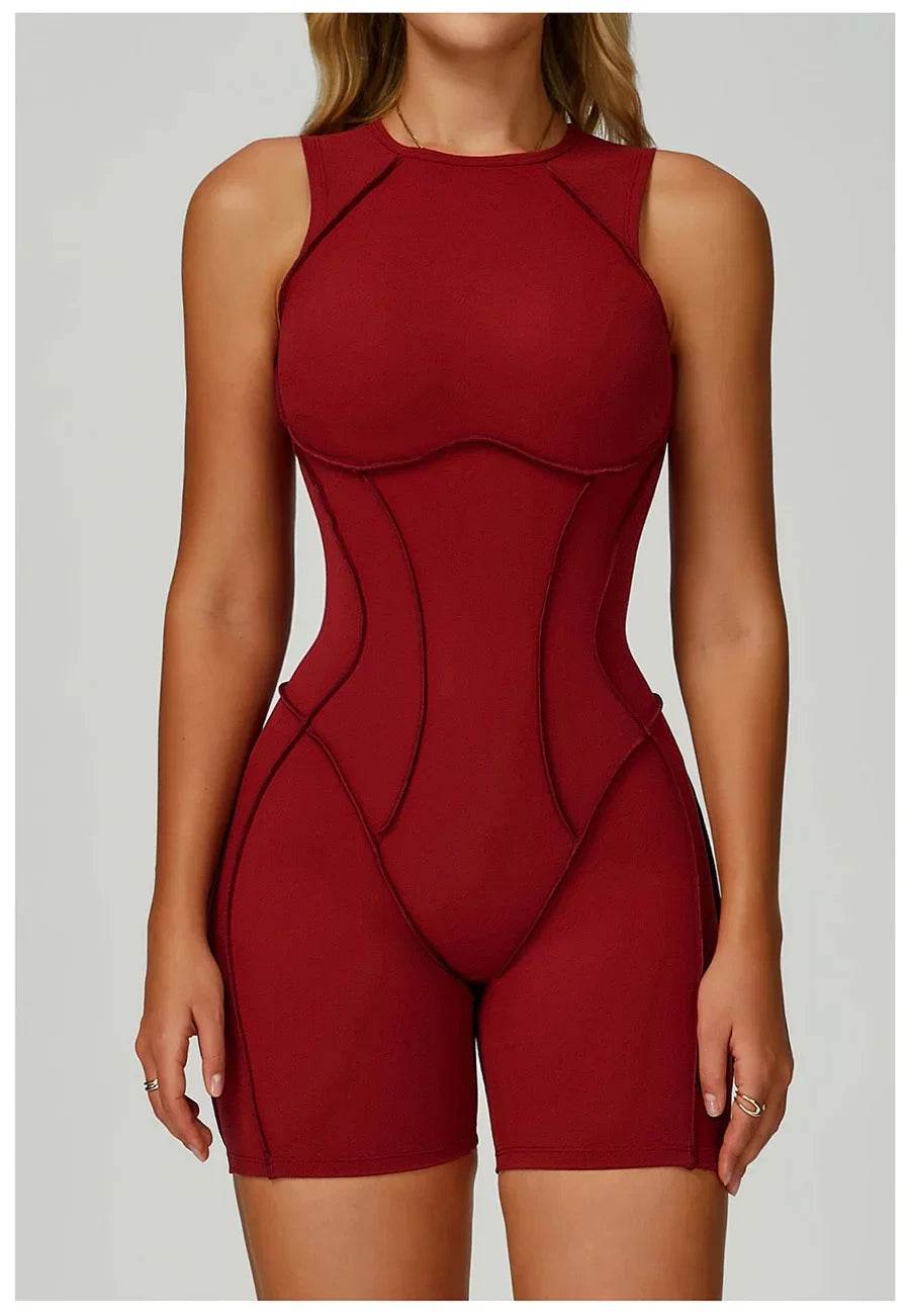 New Seamless Yoga Jumpsuits Sports Fitness Hip-lifting Backless Shorts One-piece Workout Gym Leggings Tracksuits for Women