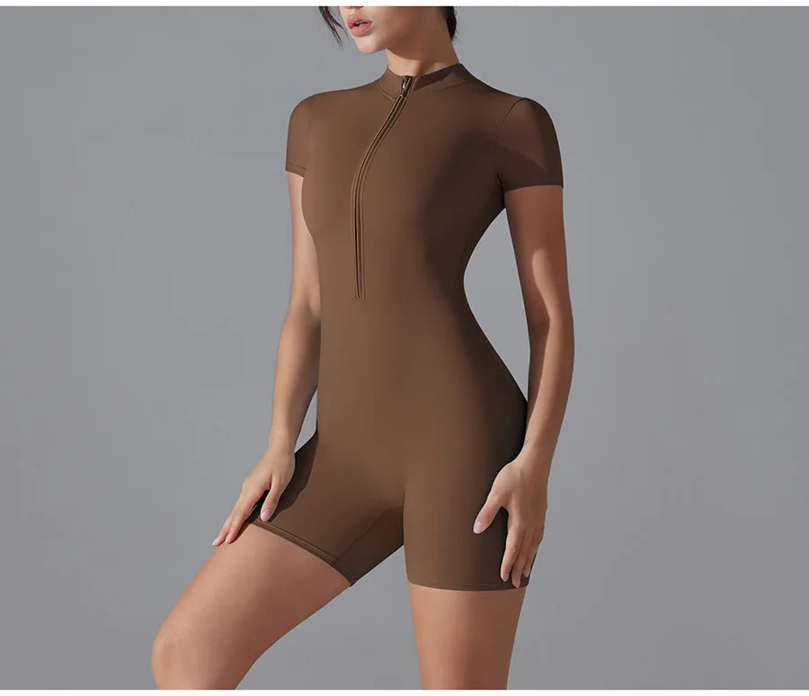 Yoga suit women jumpsuit One-Piece Suit short sleeved shorts Gym Push Up Workout Clothes Fitness Bodysuit Sportswear Tracksuit