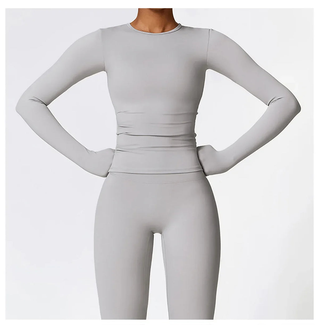 NCLAGEN Long Sleeve Workout Top Gym Pilates Clothes Women Active Wear Sports Shirt Elastic Fitness Yoga Clothing Running Shirts