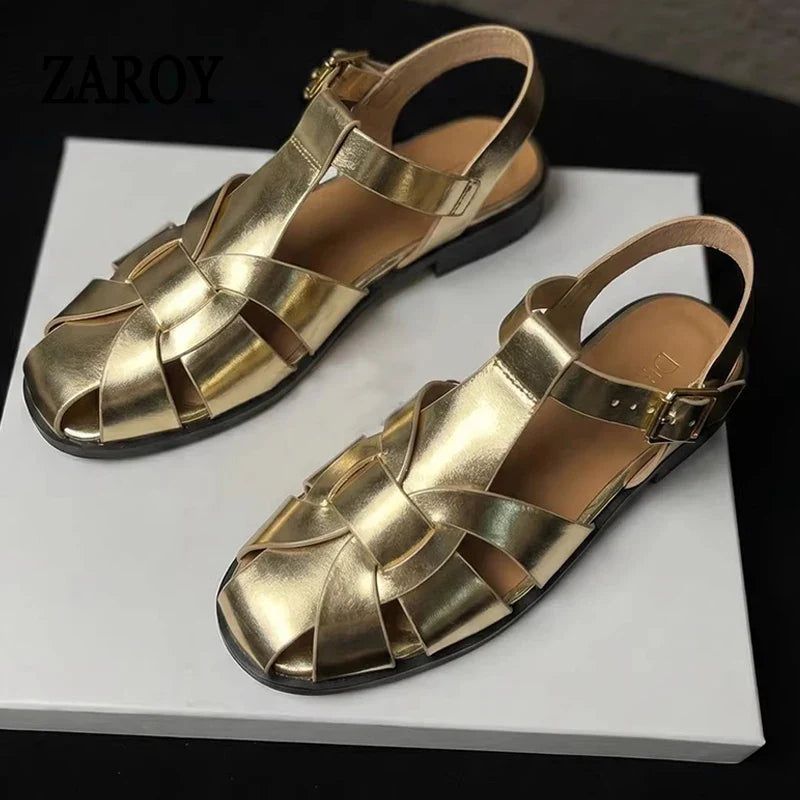 ZAROY Women Sandals Summer 2026 Newest Female Shoes Elegant Office Ladies Sandals Casual Soft Beach Flat Sandalias Roman Zapatos