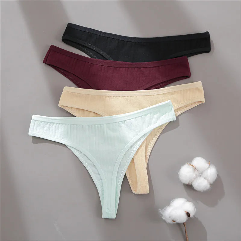 Women Cotton Thongs Panties Sexy Low Waist T-Back G-string Underpants Thongs Girls S-XL Intimates Lingerie Breathable Bikini New