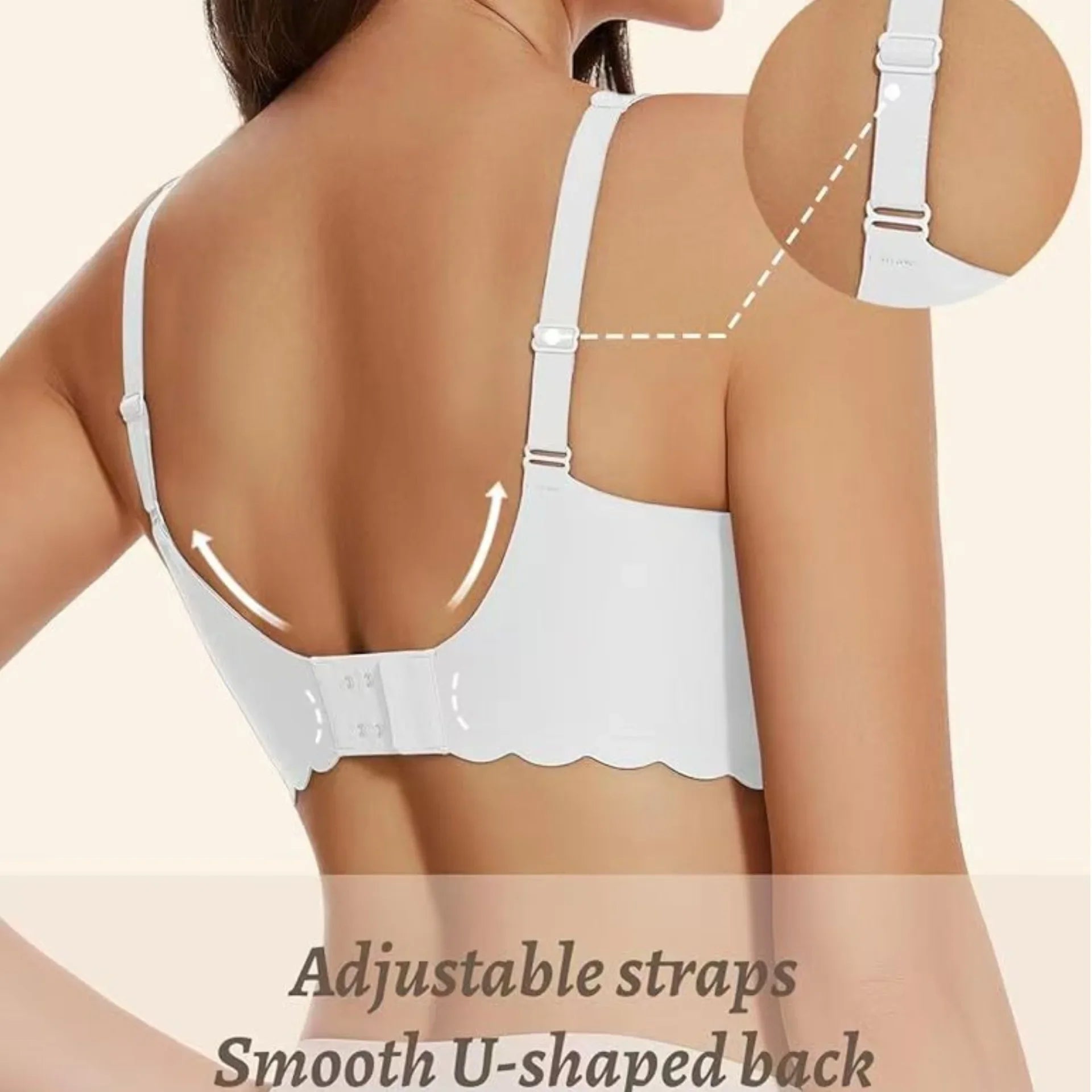 Women's Deep V Wave Seamless Jelly Bra Wire-free Seamless Bra Thin Mold 3/4 Cup Bra Comfortable Plus Size Push-up Underwear